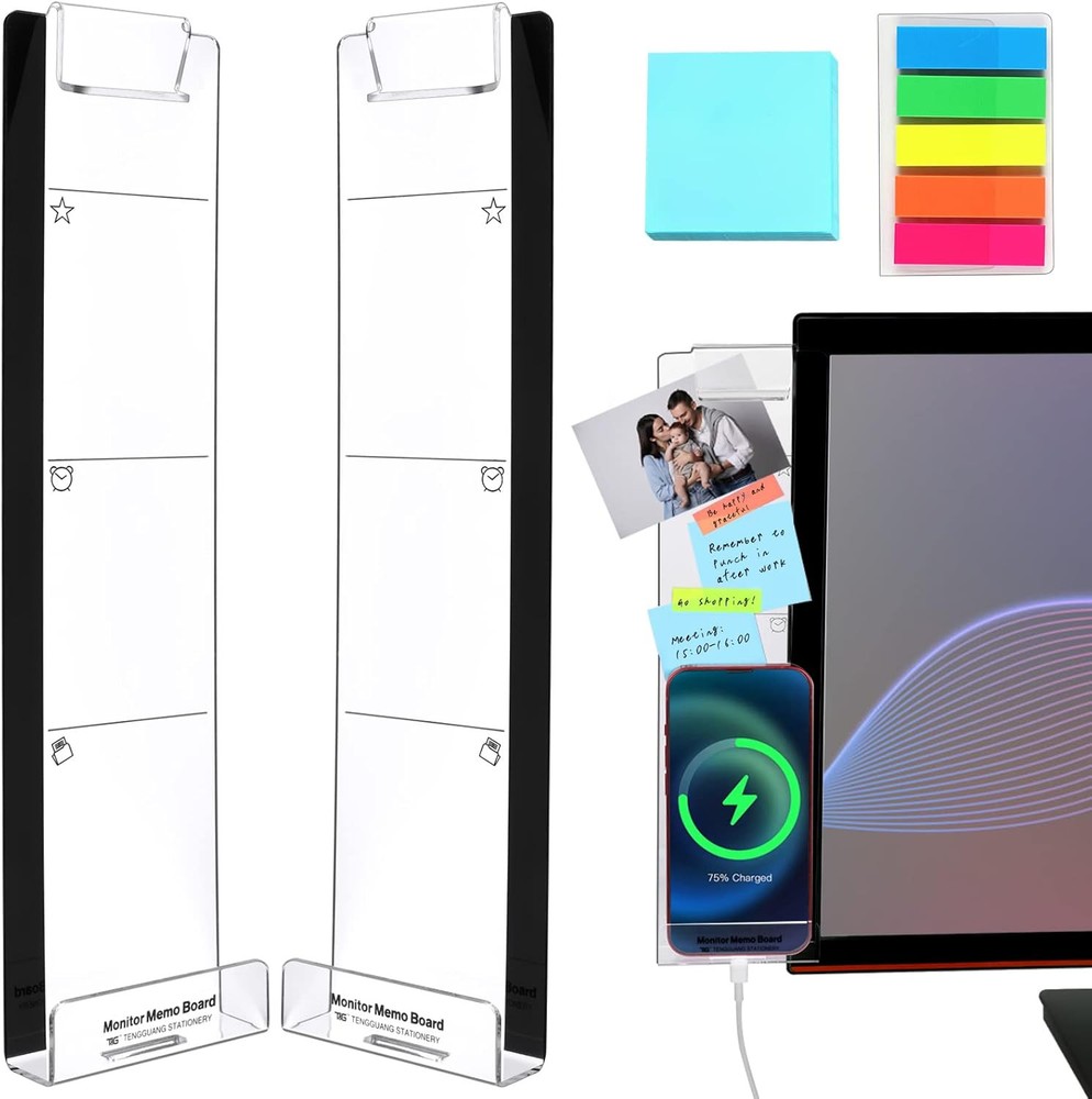 Monitor Memo Board, 2PCS Multifunction Sticky Board With Clip