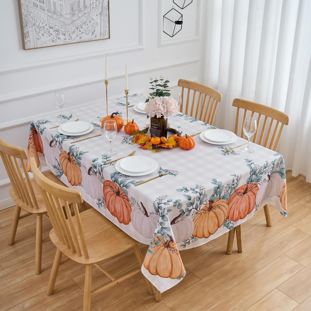 VEDACHIC Fall Tablecloth 84" x 60" (Rectangular), V41-orange Pumpkin
