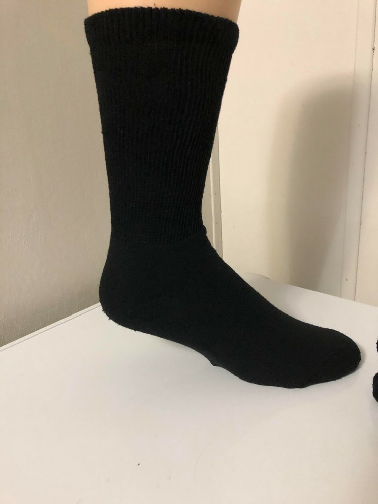 *** 6 Pair Diabetic Black Crew Socks 10-13 ***