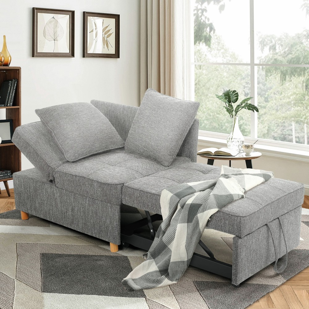 4-in-1 Folding Ottoman Sofa Bed, Convertible Chair Multi-Function Sleeper Sofa:】