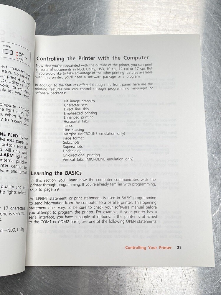 Okidata Microline 182 Turbo Printer - Handbook / Manual / Users Guide