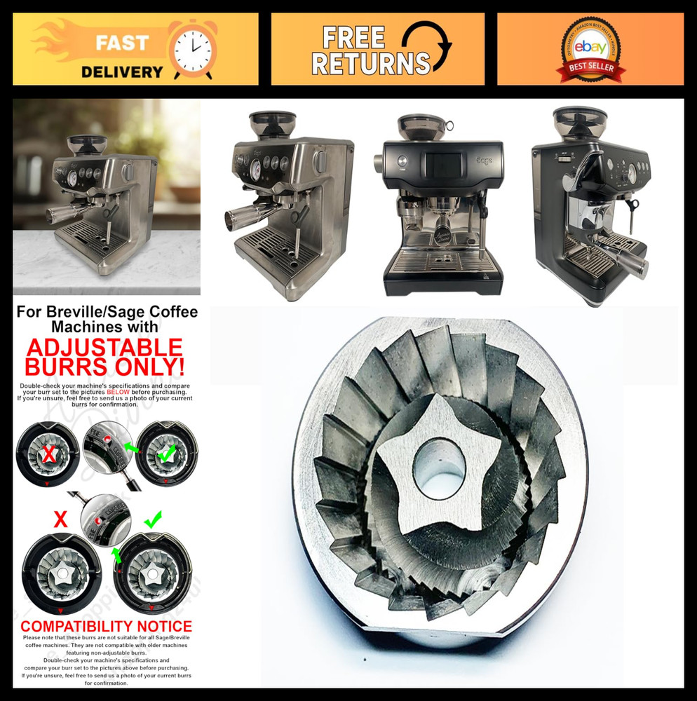 Precision Fit Conical Burrs for Coffee Grinders - Upper & Lower Set, Adjustable