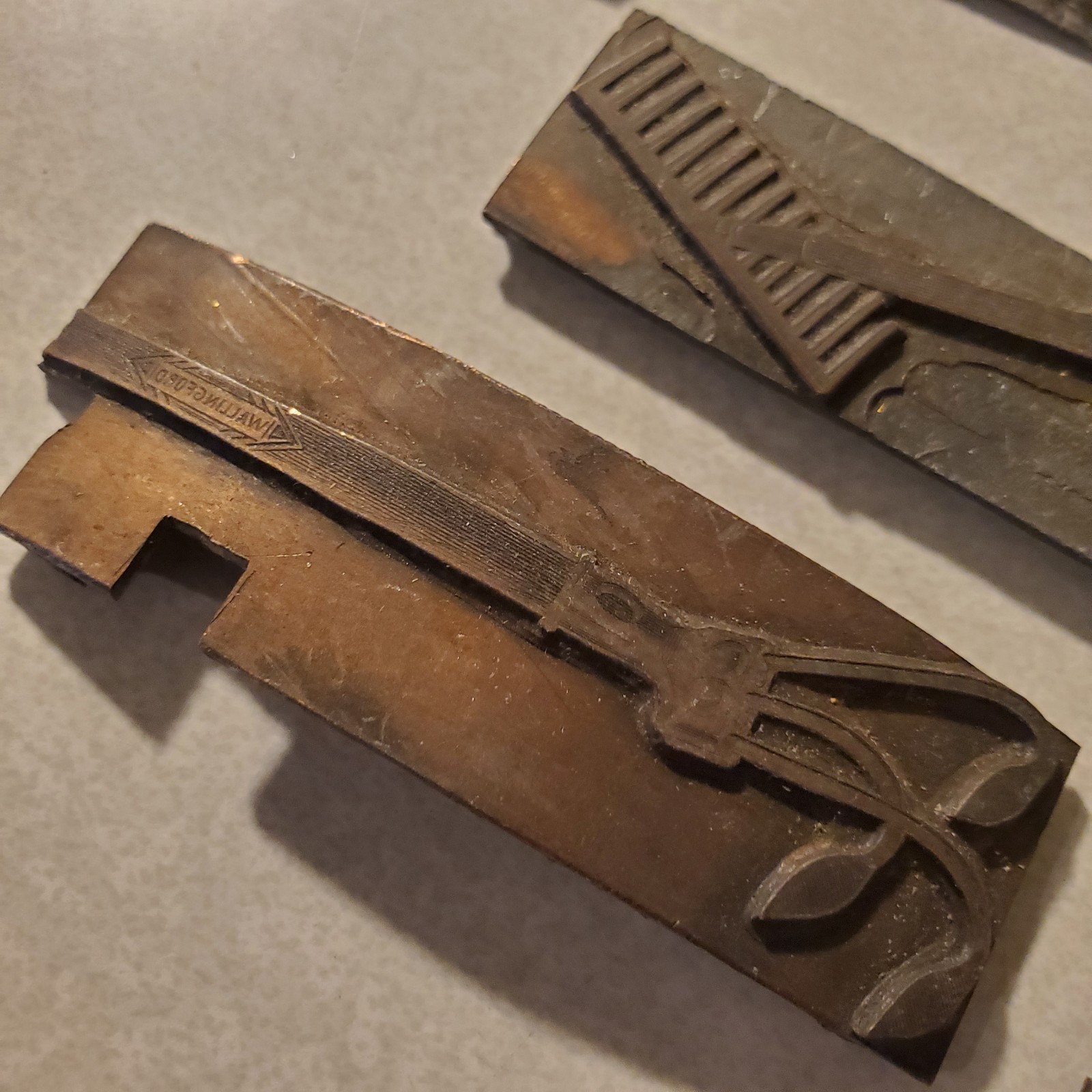 Vintage Letterpress Printing Blocks Gardening Tools