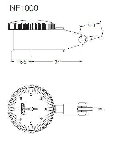 Noga/Mitutoyo NF61003 Magnetic Base & Metric Test Indicator Set