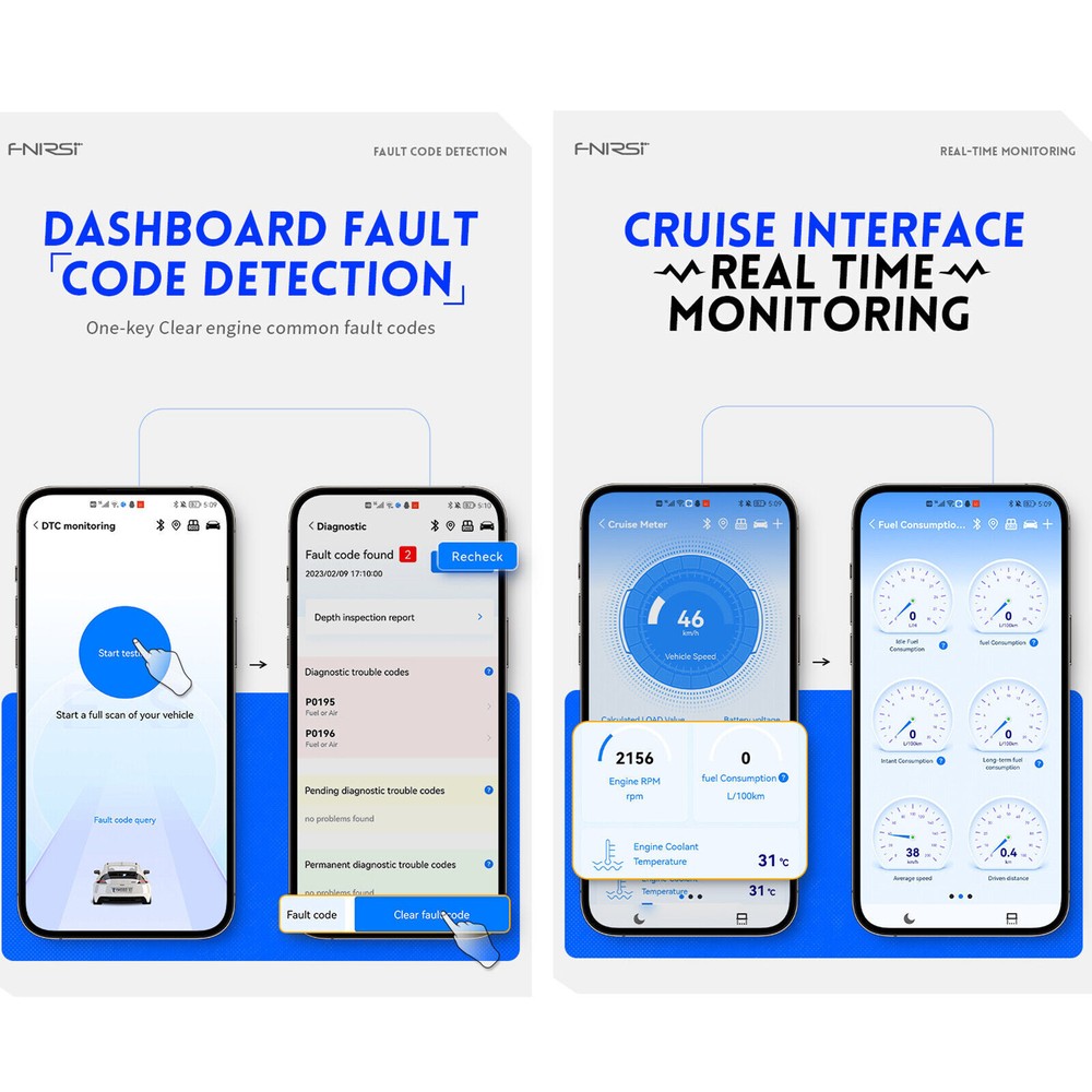 FNIRSI FD10 Car OBD2 Scanner Code Car Check Engine Fault Diagnostic Device Tool