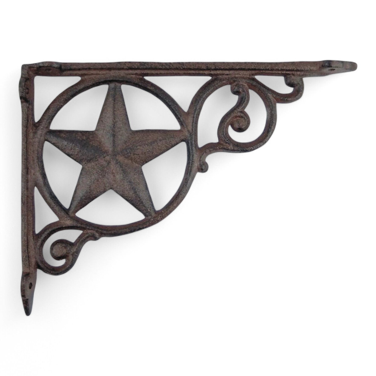 Western Star Shelf Brackets – Set of 2 Rustic Cast Iron Scroll Heavy Duty 9"