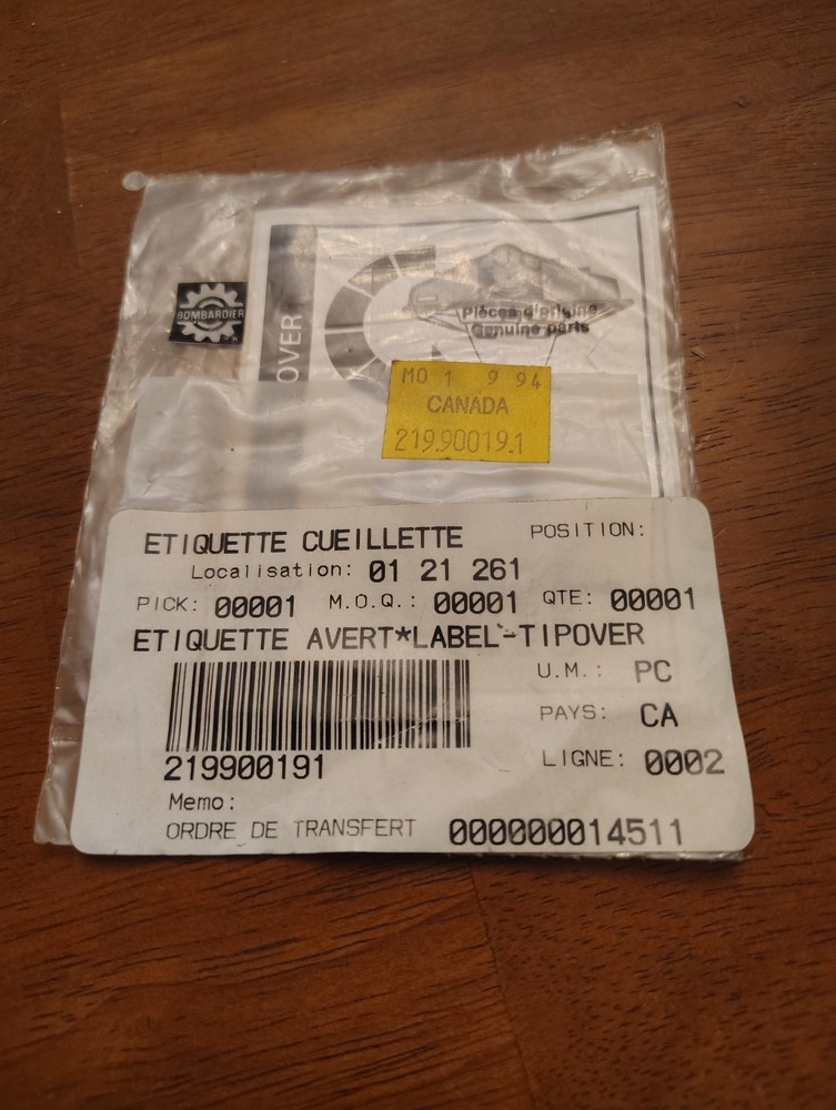 sea doo label 219900191