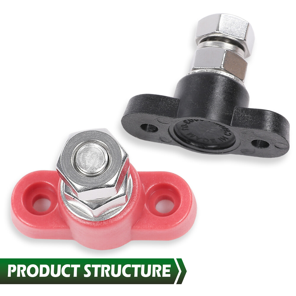 Red & Black Junction Block Power Post Set Insulated Terminal Stud 3/8"