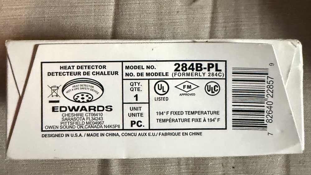 Edwards 284B-PL Heat Detector