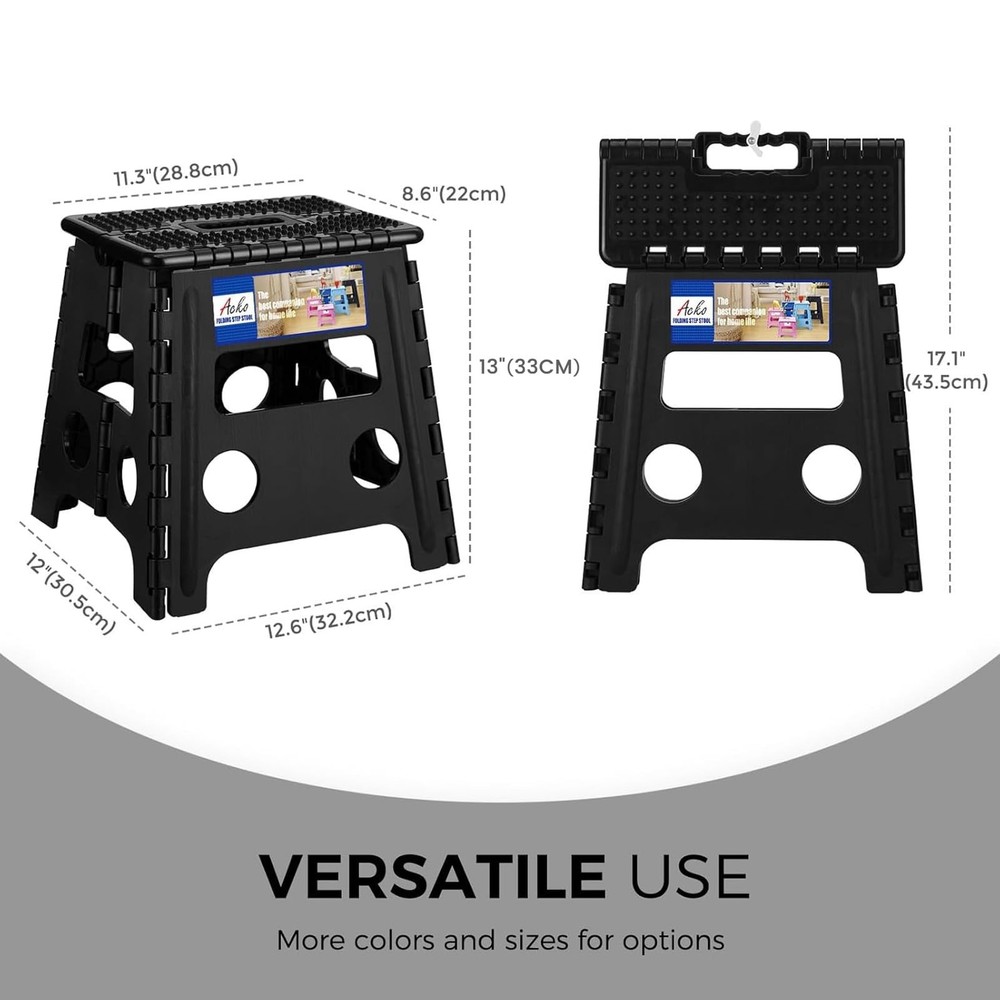 Folding Step Stool 13 inch Height Premium Heavy Duty Foldable Step Stools for...