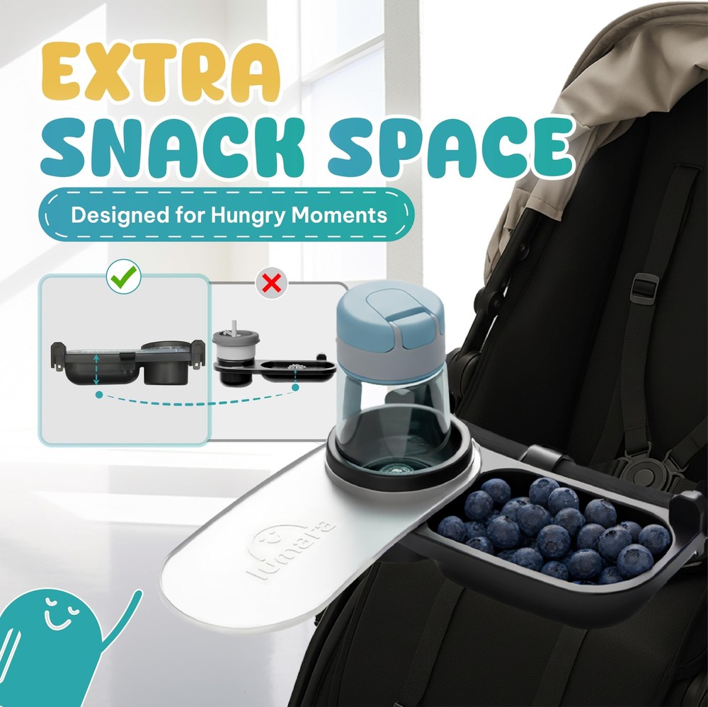 Universal Stroller Snack Tray with Cup Holder 2 in 1 - Stroller Tray Attachme...