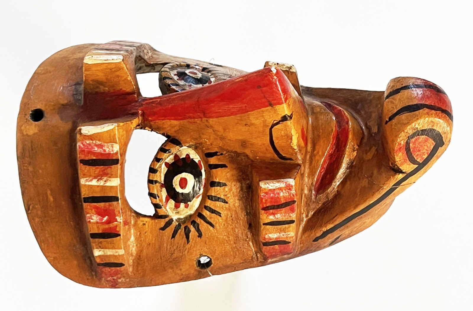 VTG MEXICAN GUERRERO FOLK ART HAND CARVED WOOD MORO CHINO CULTURAL DANCE MASK