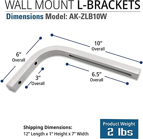 10 Inch Universal Projector Screen L-Bracket Wall Mount Kit, Adjustable White