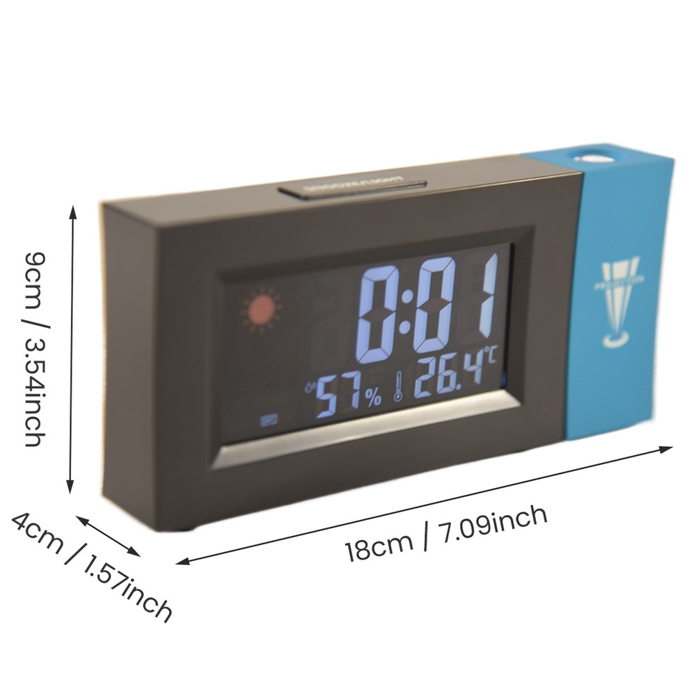 Projection Digital Alarm Clock Date Snooze Function Adjustable Angle5536