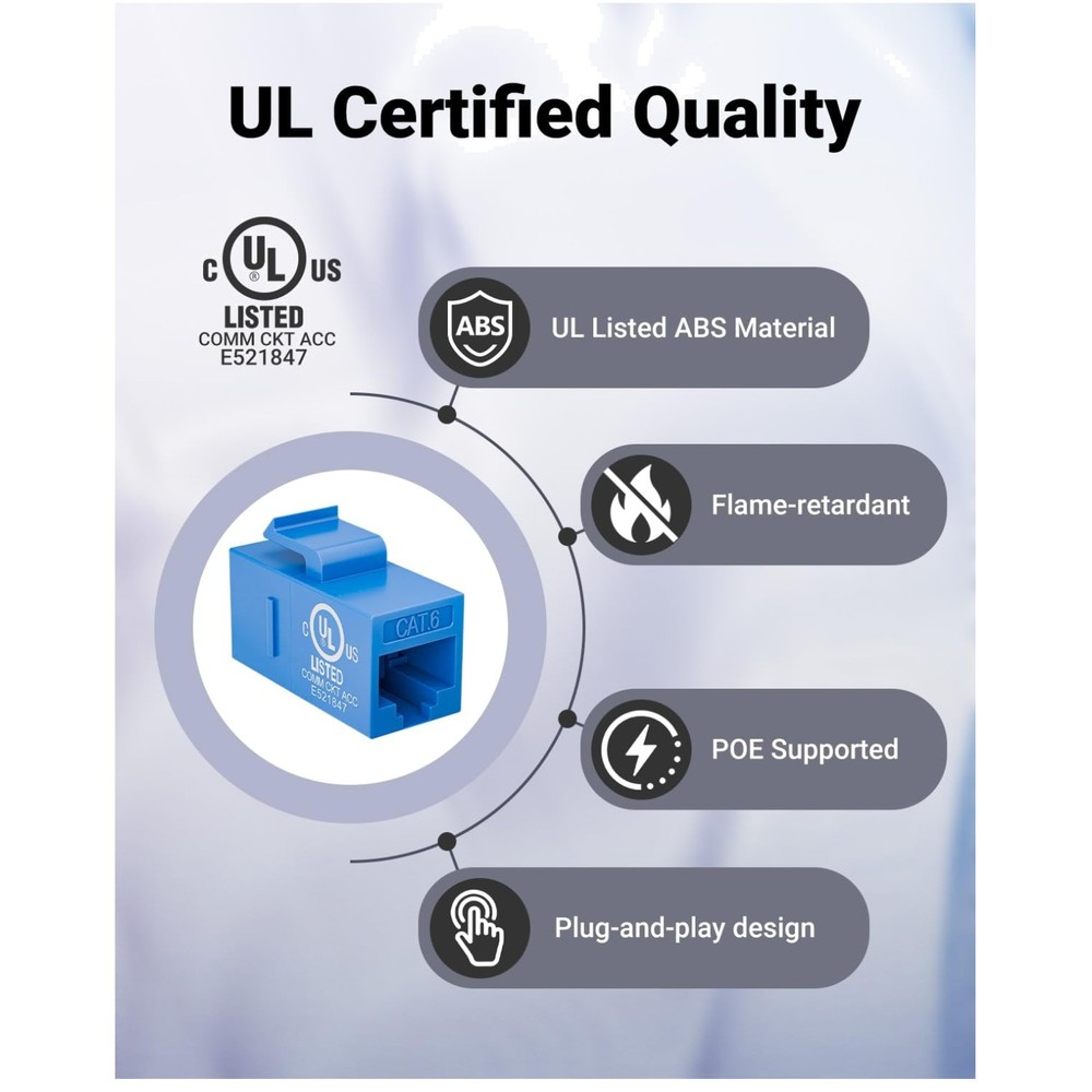 Blue 25-Pack Ethernet Couplers for Customizable Network Setups