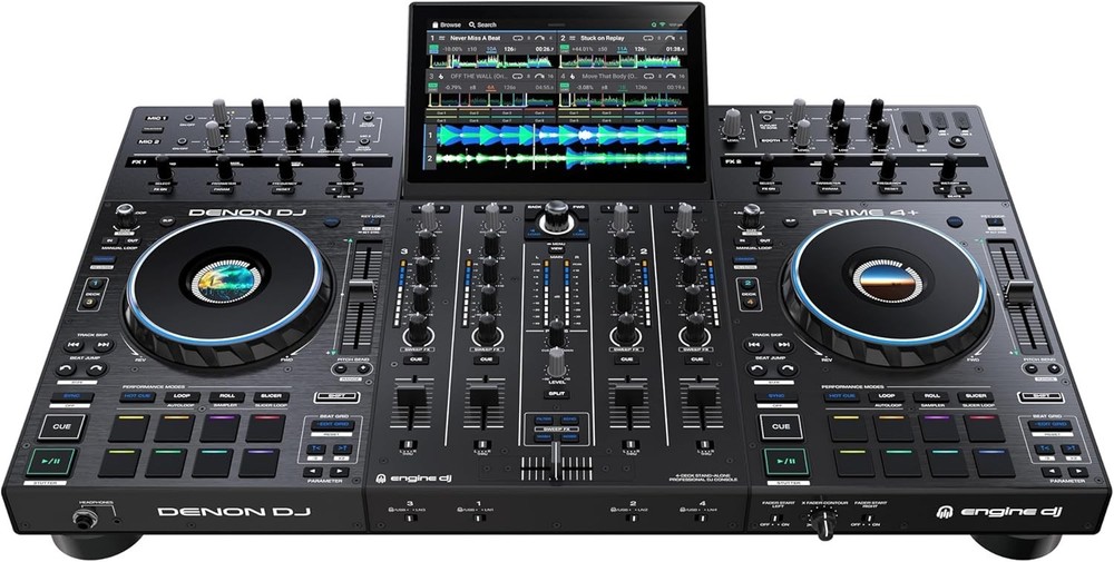 4-Deck Prime 4+ DJ Controller with Wi-Fi Streaming & Dynamic Drop Sampler Mixer