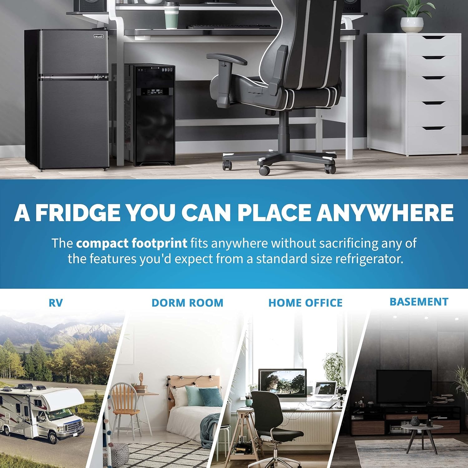 Newair NRF031GA00-RB Compact Mini Fridge with Freezer - Certified Refurbished