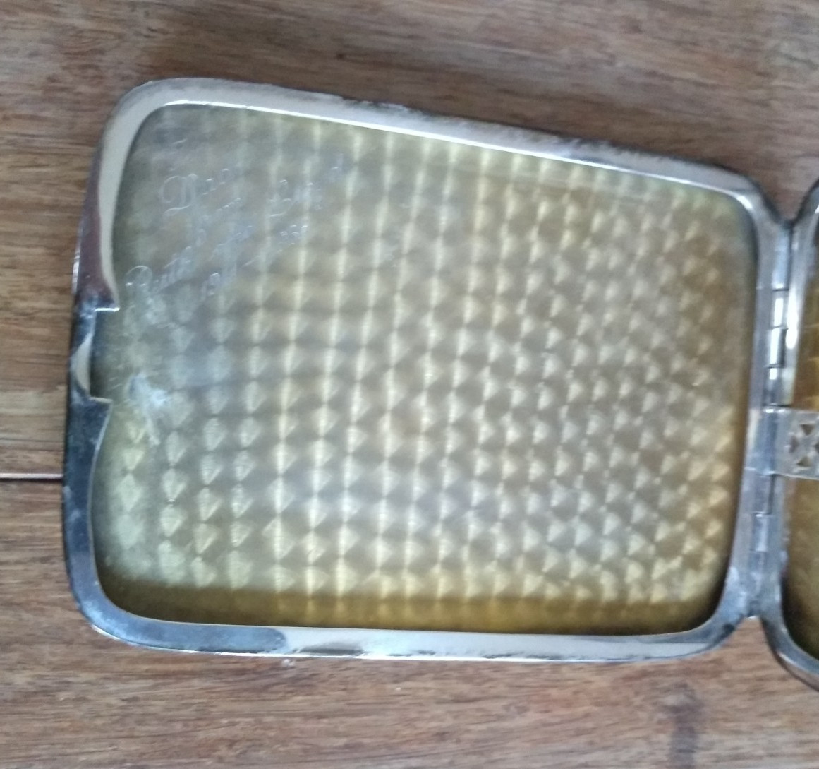 Vintage 1930s Sterling Silver 97.9g Cigarette Case monogrammed engraved art deco