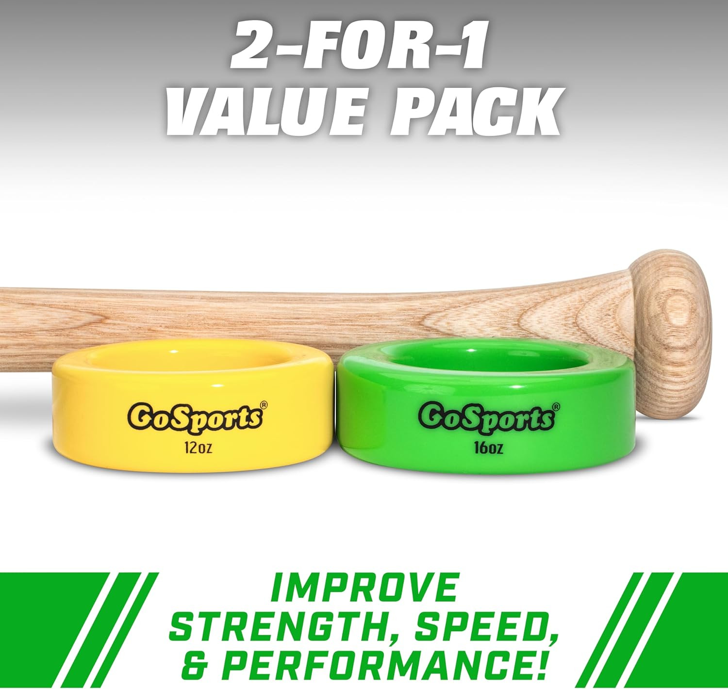 Baseball and Softball Bat Weights - 2 Pack Baseball Donuts - 16 Oz & 12 Oz