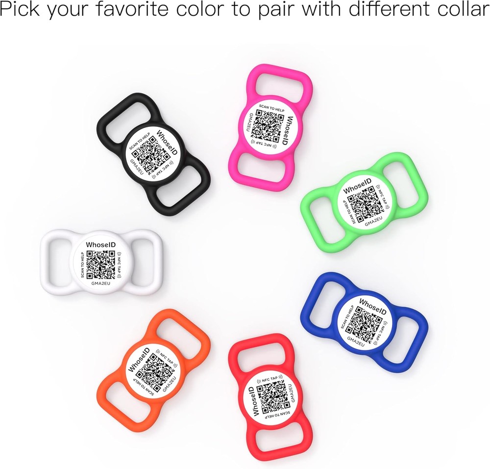 QR Code Dog Tag with NFC – Silent Silicone Pet ID with GPS & Emergency Contacts