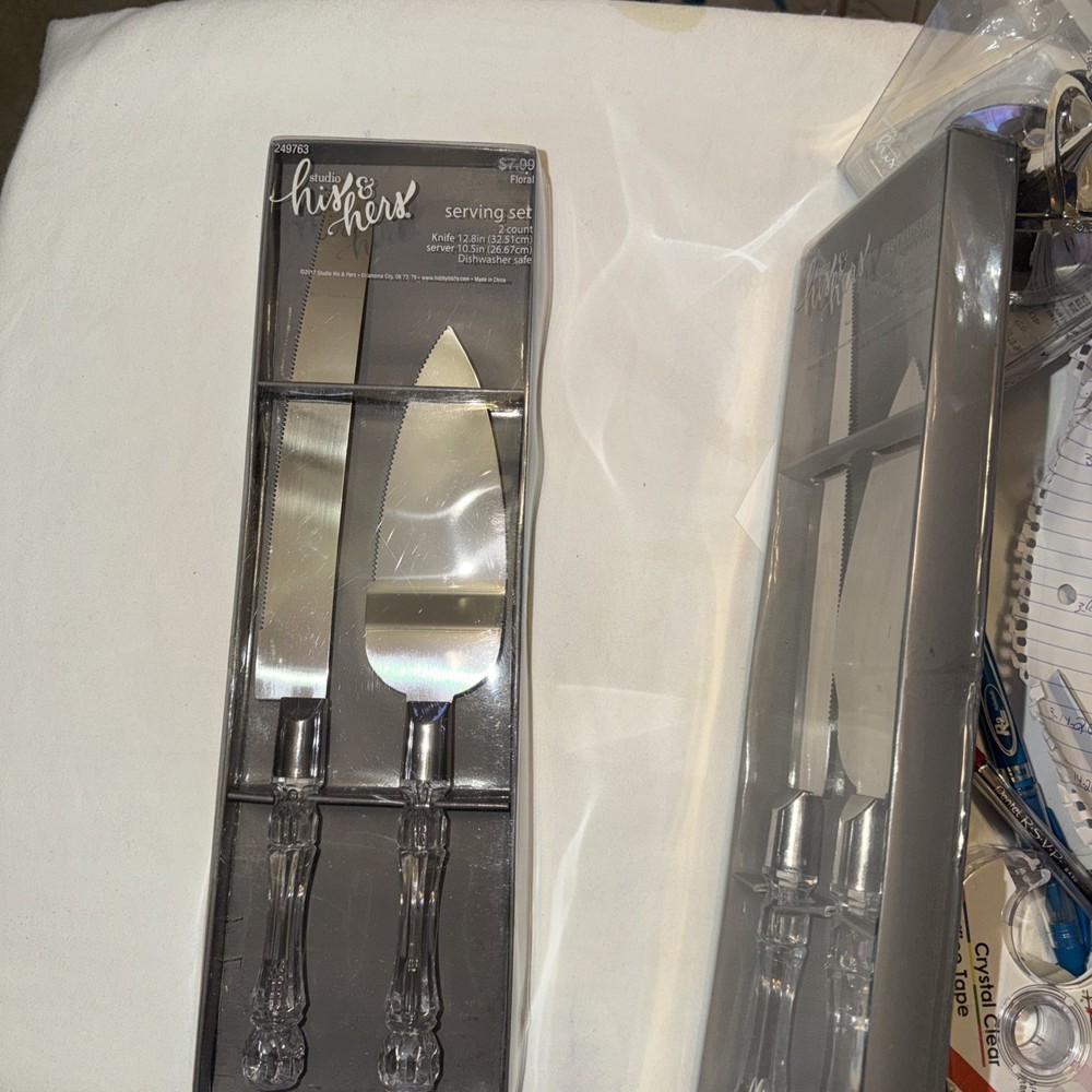 Studio His & Hers Wedding Serving Set Cake Knife & Server New Sealed Dishwasher