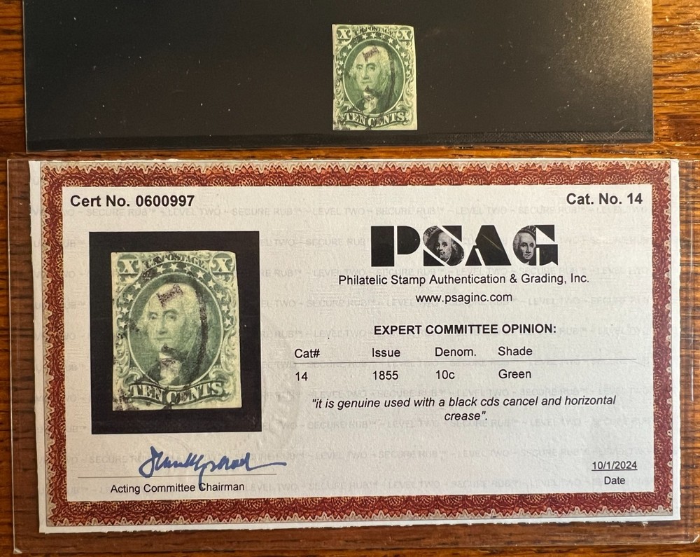 US Stamp #14 - 1855 - USED - PSAG Certification - VF