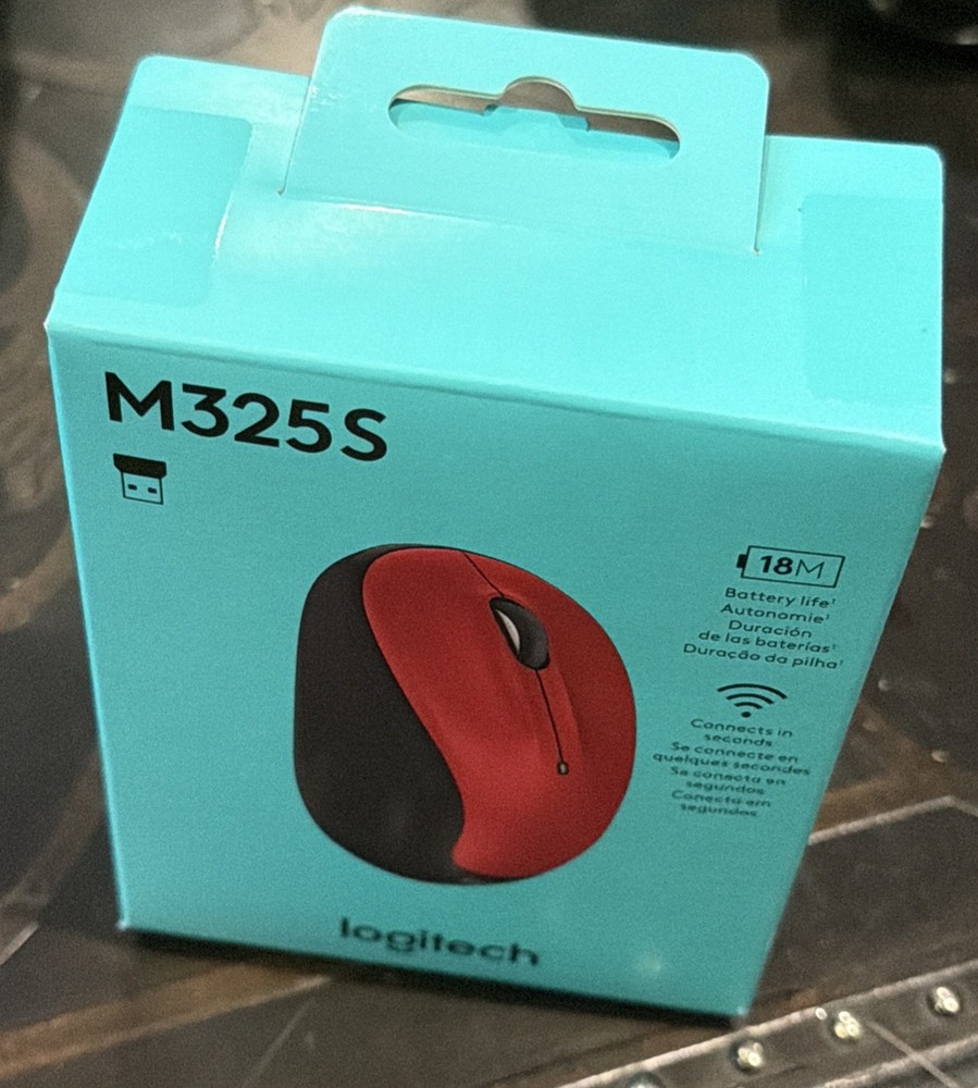Logitech M325S Wireless Optical Compact Ambidextrous Mouse Wireless Red NEW NIB