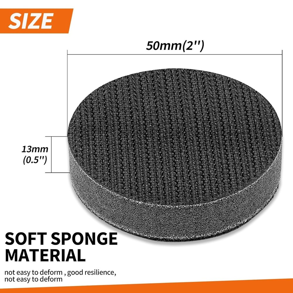 2 Inch 50mm Soft Foam Interface Sponge Pad 10 Pack 2" Hook and Loop Replaceme...