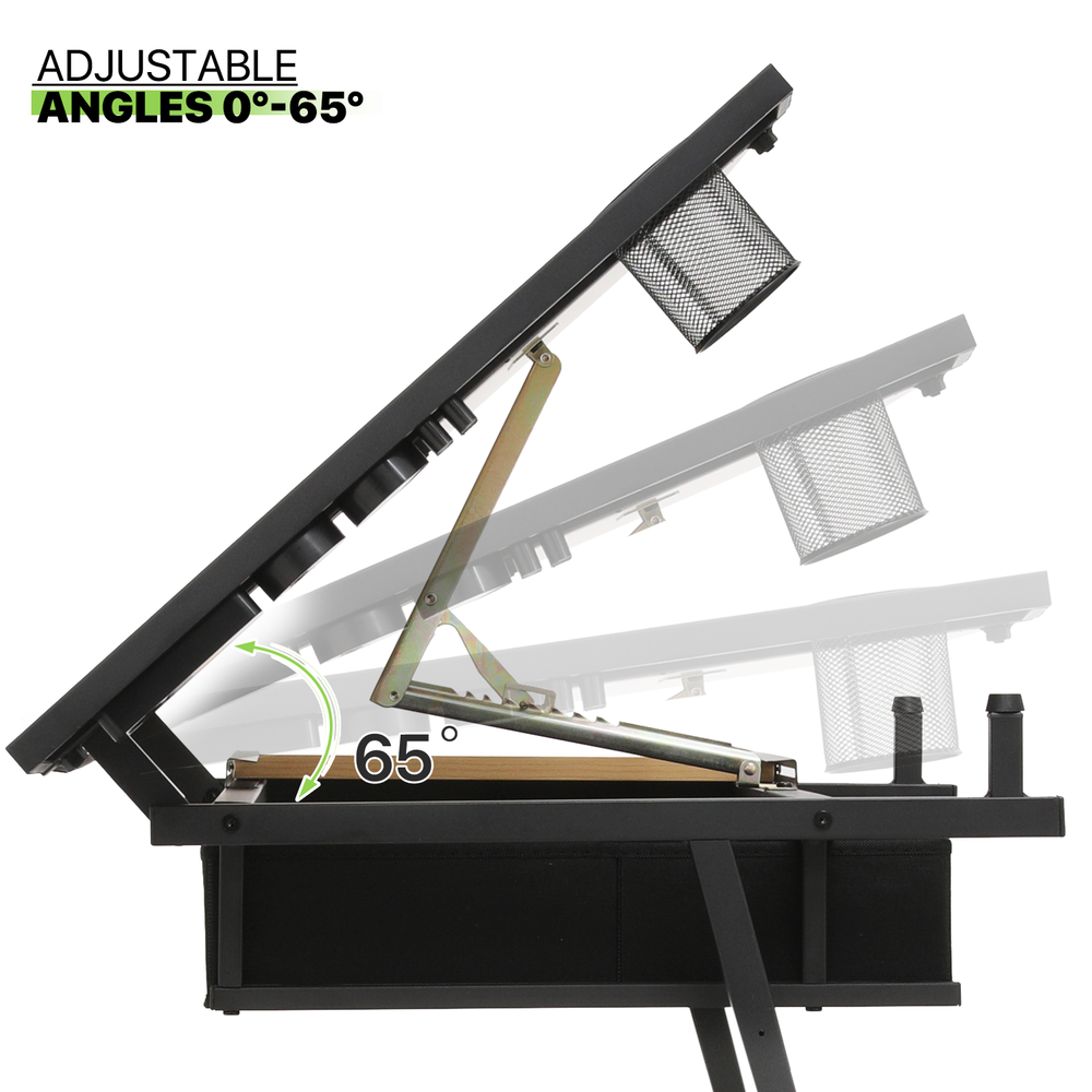 61"Drafting Drawing Table[STOOL+DRAWER]Adjustable Tabletop Painting Work Station