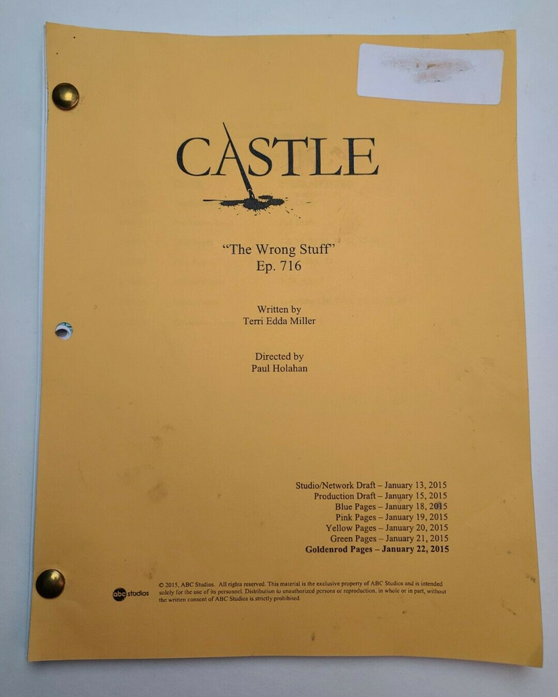 CASTLE / Terri Edda Miller TV Script, Sterling K. Brown "The Wrong Stuff"