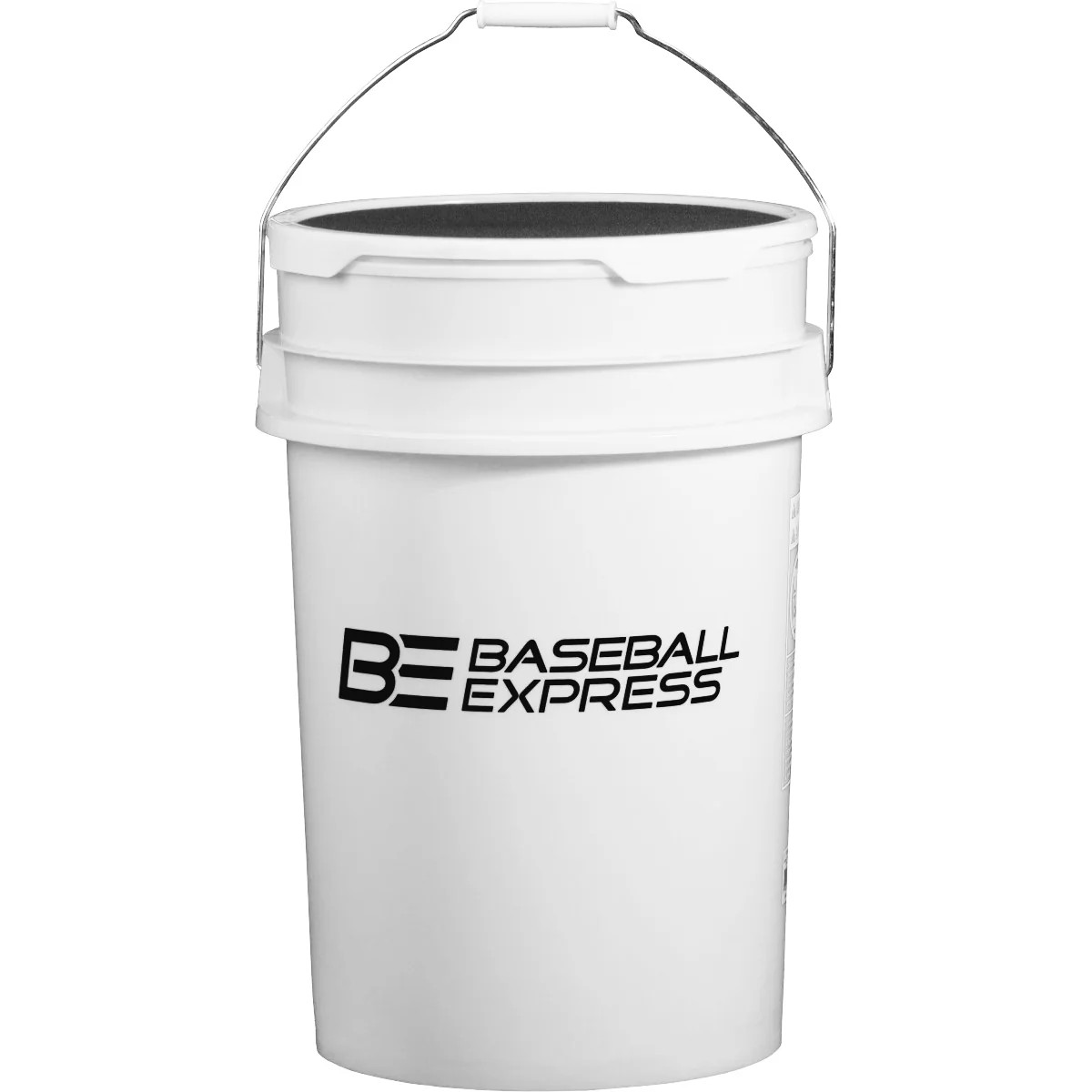 Baseball Express Empty Ball Bucket with Padded Lid White