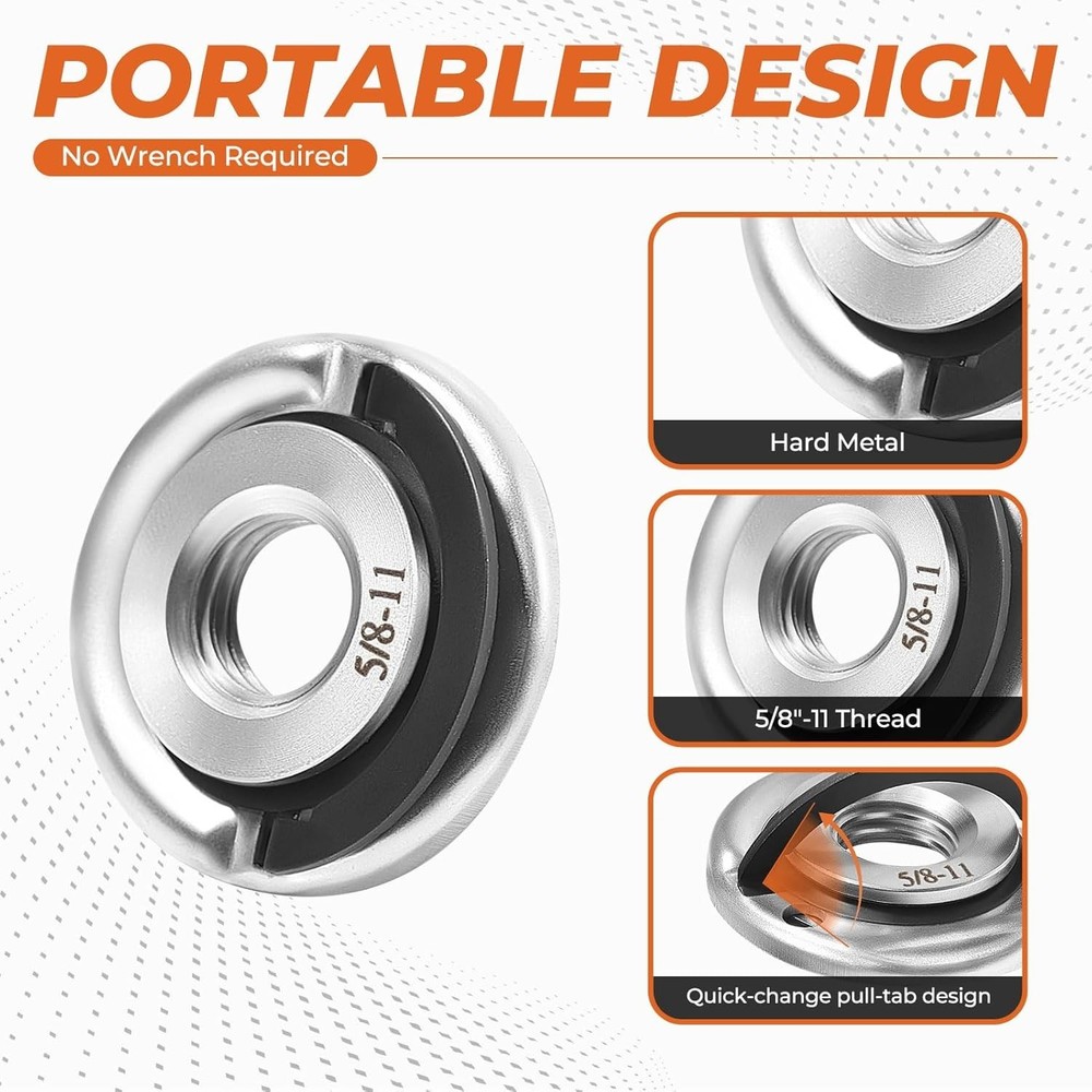 5/8"-11 Thread Angle Grinder Adapter Kit with Quick Change Nut - Stainless Steel