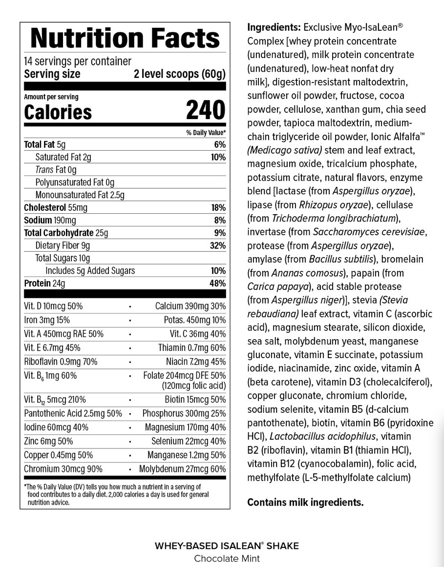 Isagenix Isalean Shake Chocolate Mint 29.6Oz Free Priority Shipping EXP 2/2024