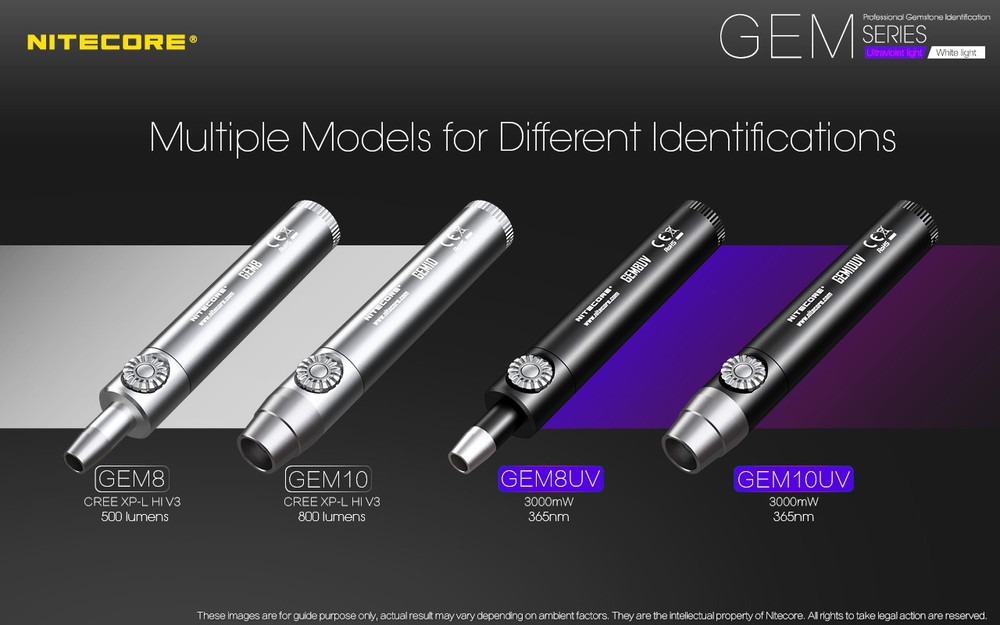 Nitcore GEM10UV GEM IDENTIFICATION Flashlight w/NL183 Battery + UM10 Charger