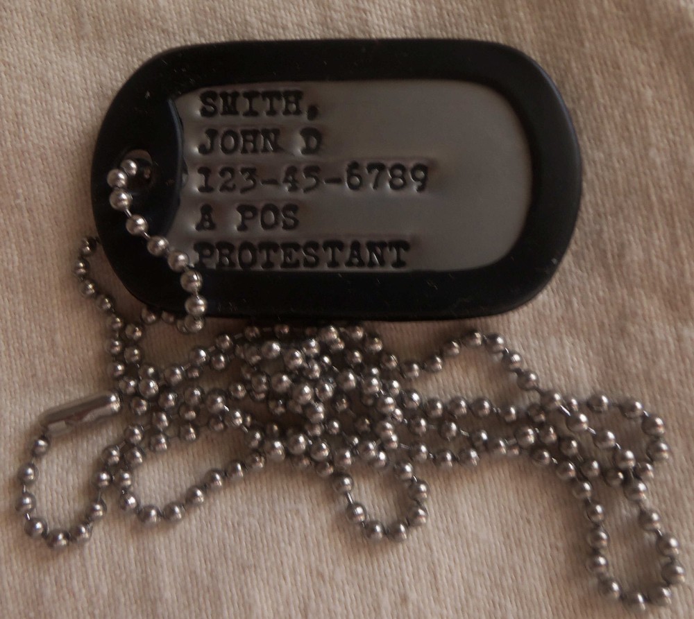 Real Standard Debossed Military Issue GI Dog Tag Dogtag Made Just For U