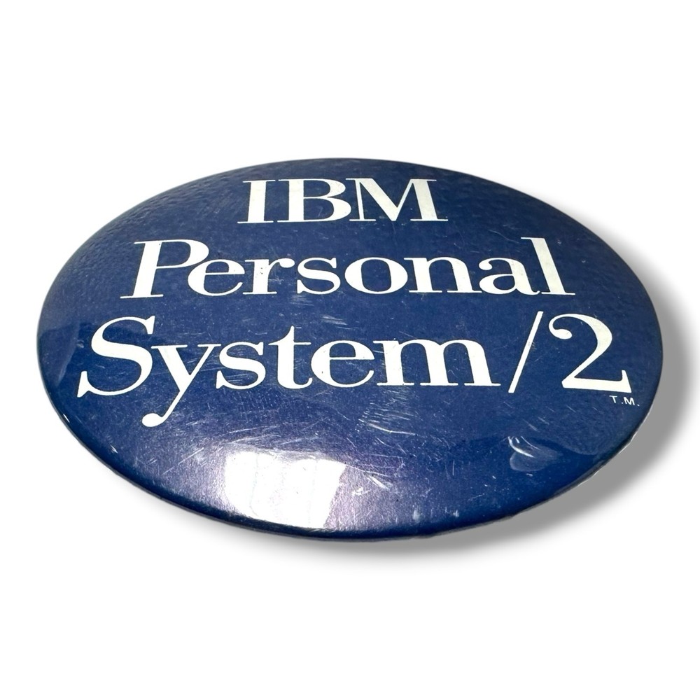 Vintage Computer Tech Pin IBM Personal System/2 Badge 3" PS/2 Button Pinback