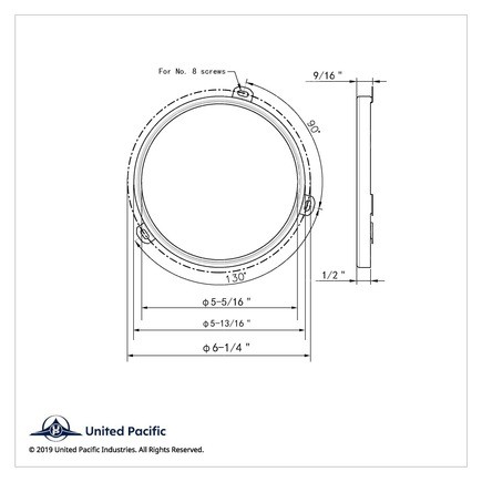 United Pacific 32170B Headlight Retaining Ring 5.75"