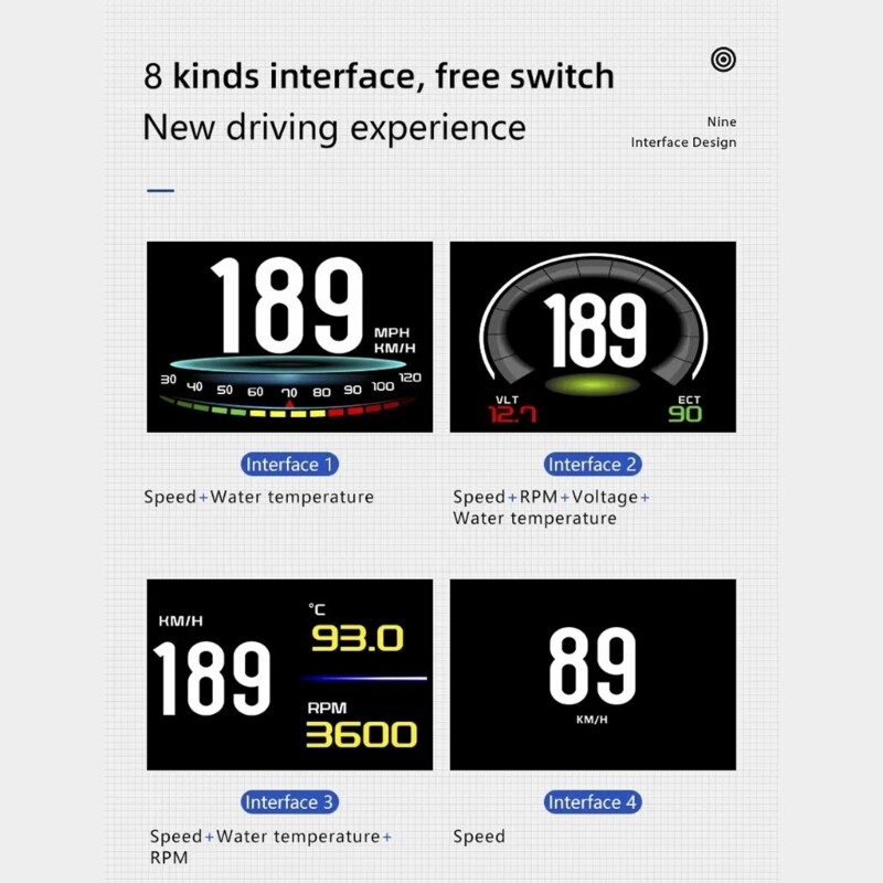 Car HUD Speedometer Security Alarm Digital Alarm Reminder Meter Electronics Tool