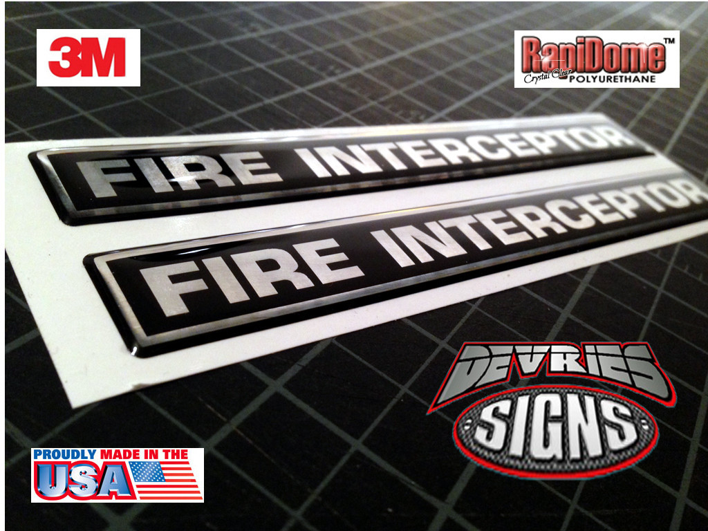 Domed FIRE INTERCEPTOR PURSUIT VEHICLE emblems fire fighter badges 3M