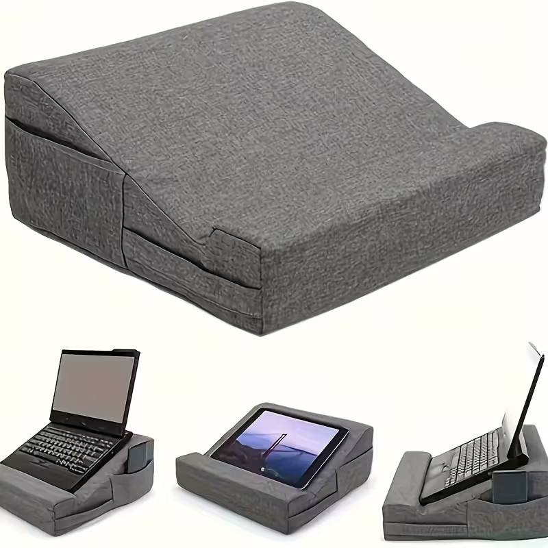 Adjustable Polyester Tablet Pillow with Stand | Comfortable Bed Cushion for Read