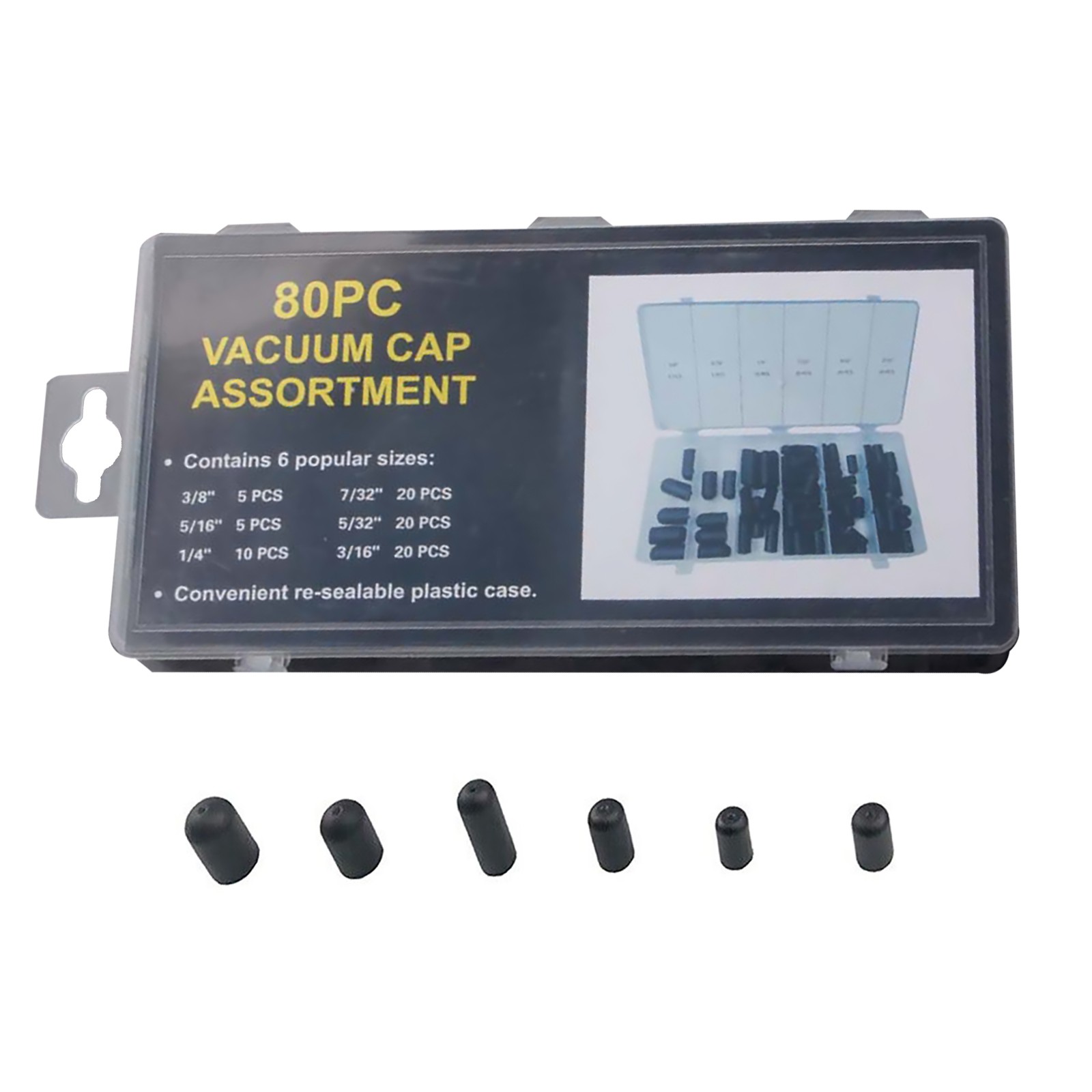 80pcs Silicone Hose Cap Vacuum Cap Block Off Assortment Kit For Manifold