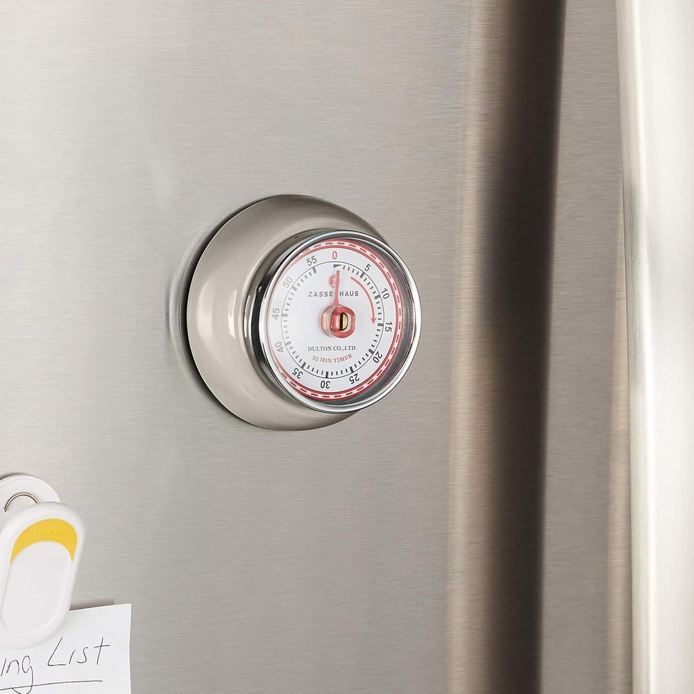 Magnetic Retro Kitchen Timer, Classic Mechanical Cooking Timer Cream