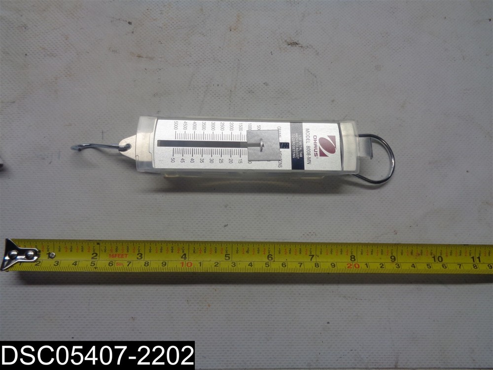 8008-MN Ohaus Pull Type Metal Spring Scale 5000 Grams 50 Newtons