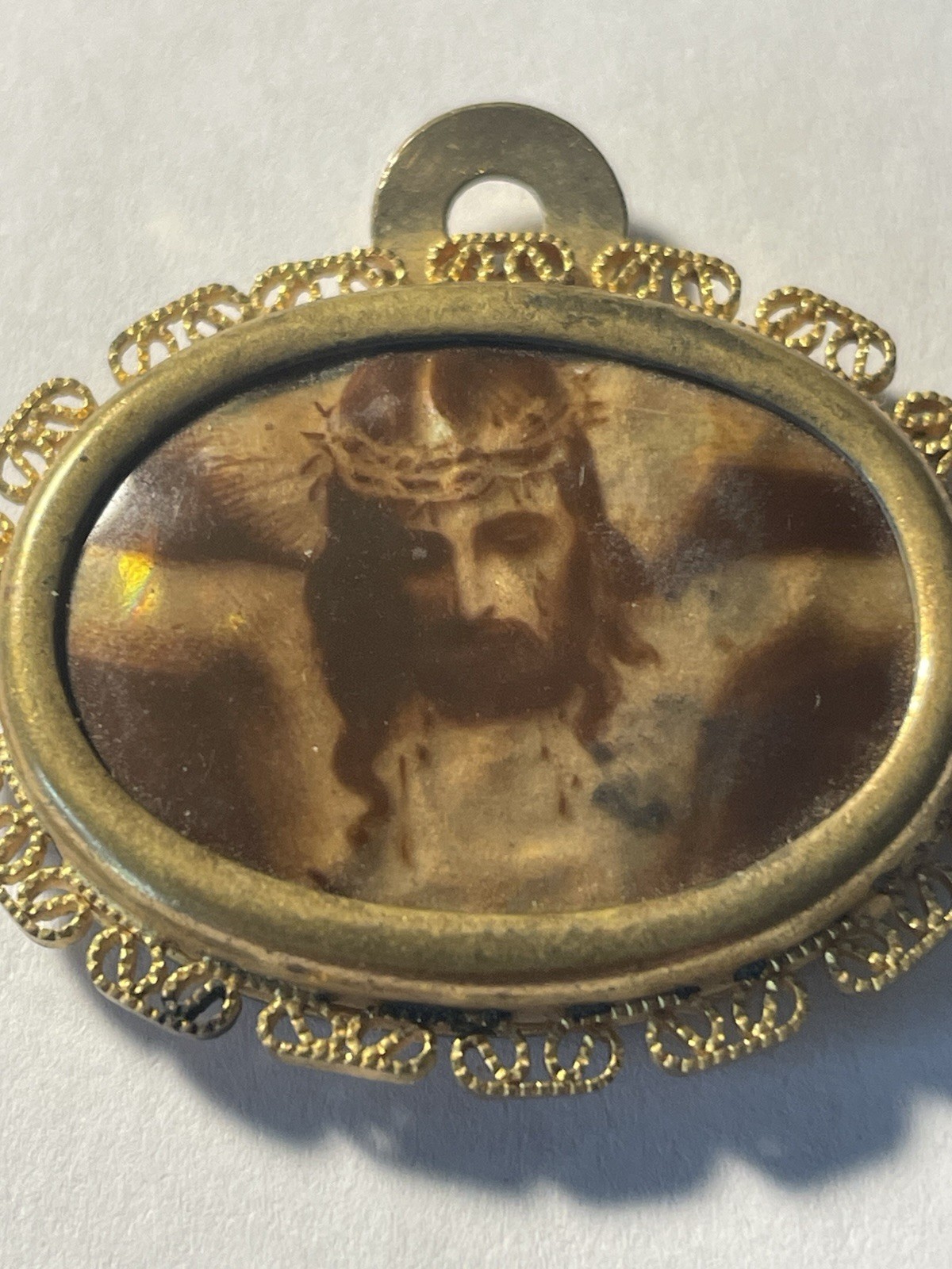Antique Church Relic Jesus Christ Holy Medallion Used
