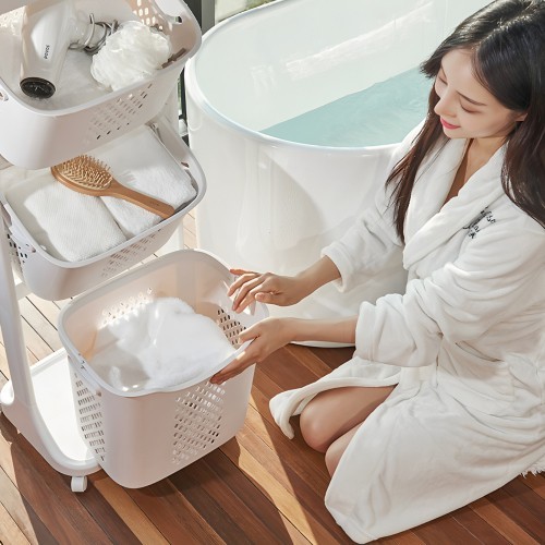 Storage rack The laundry storage box with wheels is detachable