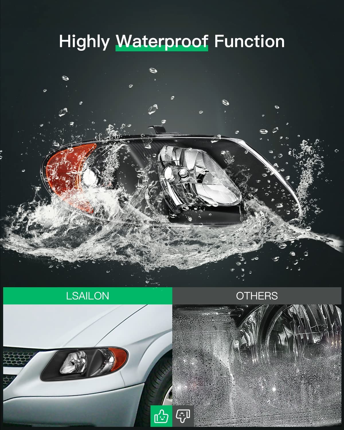 Headlight Assembly Fit 2001-2002 For Chrysler Grand Voyager 2001-2007 For Town