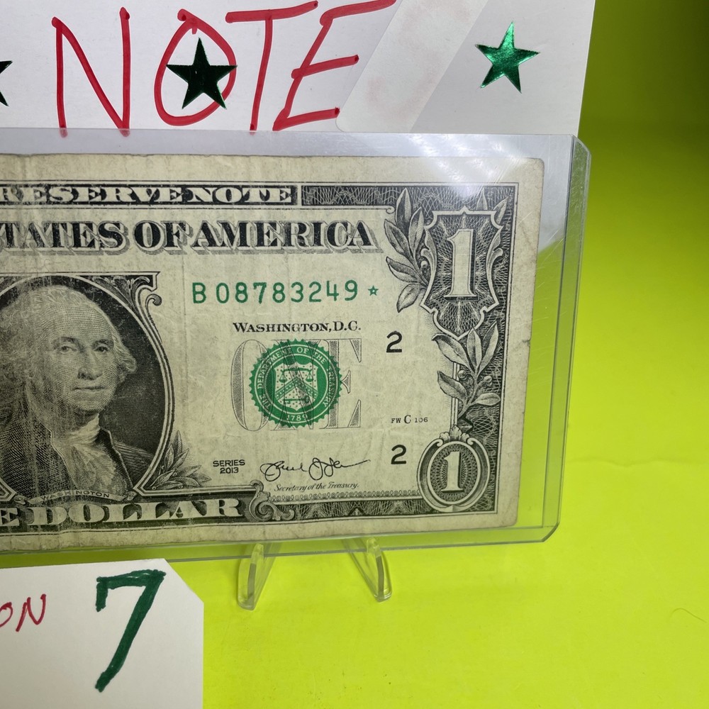 2013 B Duplicate Print ⭐️STAR NOTE Error OVER INKING ON 7 $1 B08783249 * Fancy