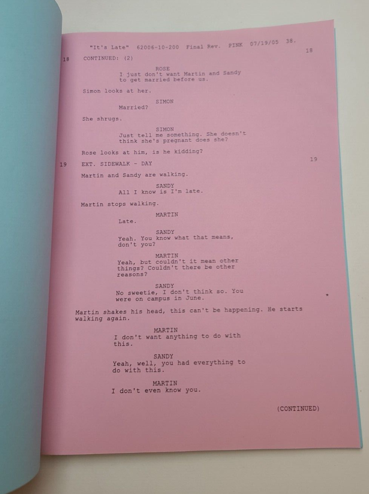 7TH HEAVEN / Brenda Hampton 2005 TV Script, Beverley Mitchell "It's Late"