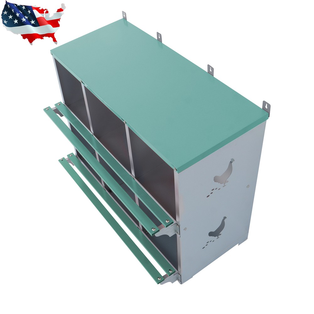 Metal Chicken Nesting Boxes 6 Compartment Poultry Nest Box Wall Mount For Hens