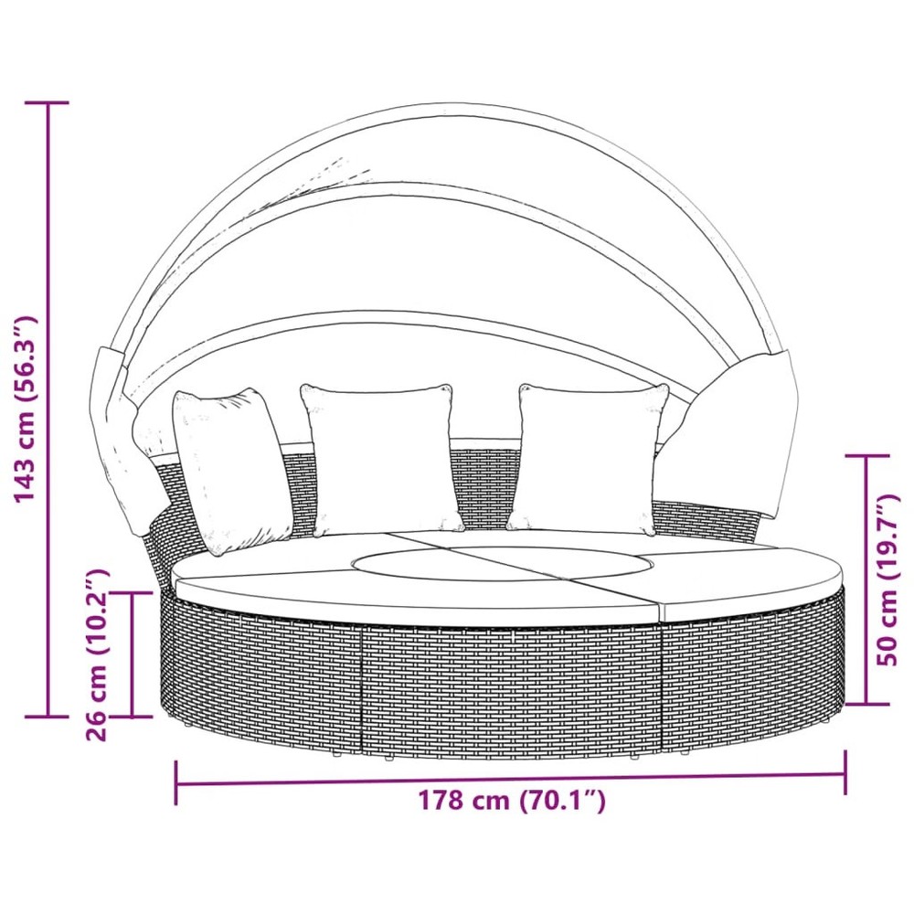 Outdoor Lounge Bed Black